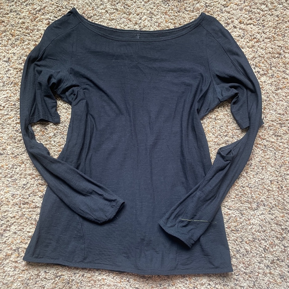 Black Linen Arm Cutout Longsleeve Size Small